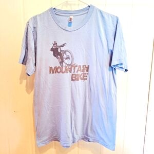 American Apparel Light Blue Mountain Bike Graphic Tee Size M Very Good Condition